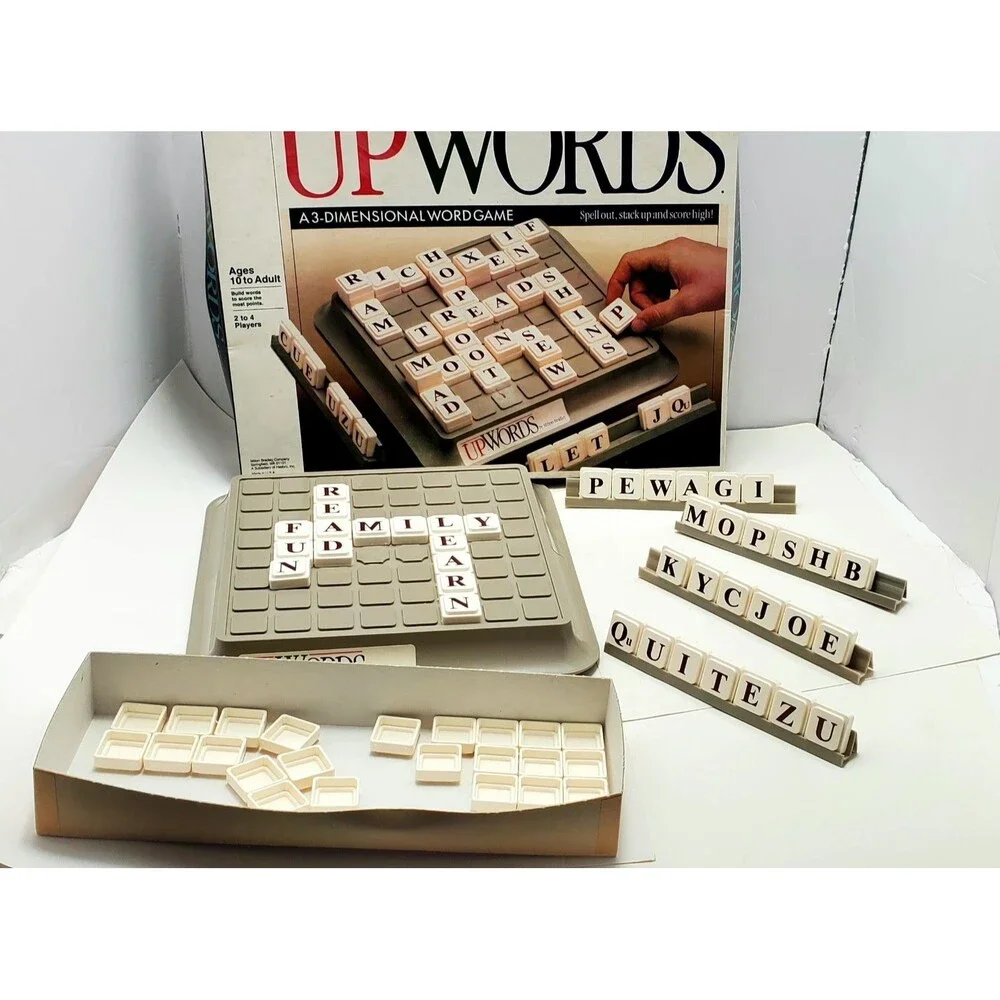 UPWORDS Vintage 1988 Word Strategy Board Game Classic Stackable Family Fun Retro